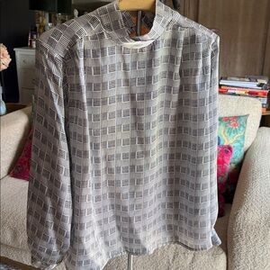 Oscar de la Renta Expressions Black and White Patterned blouse